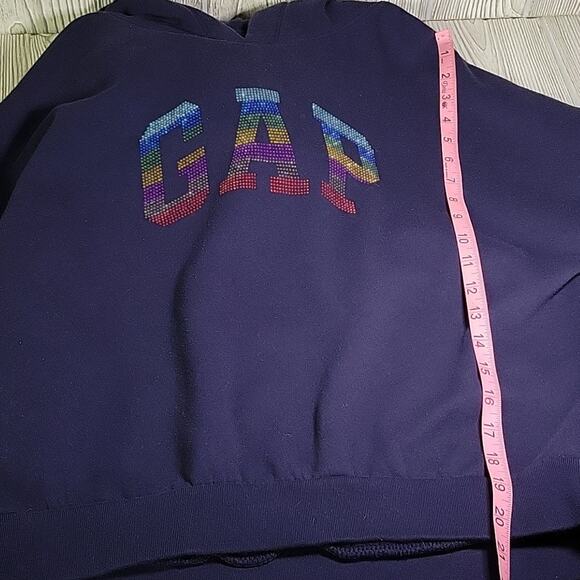 GAP Vintage Soft Hi-Low Hoodie Sweatshirt Rainbow Gem Logo Womens Small - Picture 5 of 10